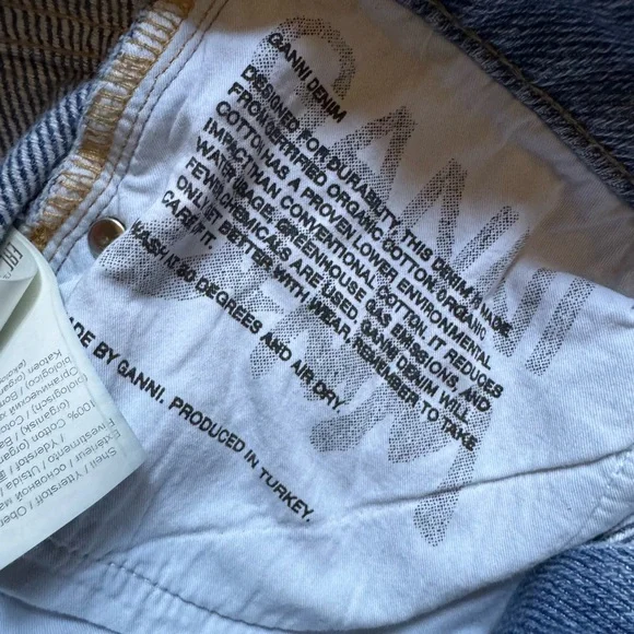 GANNI Organic Cotton Denim Skirt Size 42 Raw Hem Sustainable Made in Turkey - Picture 5 of 9
